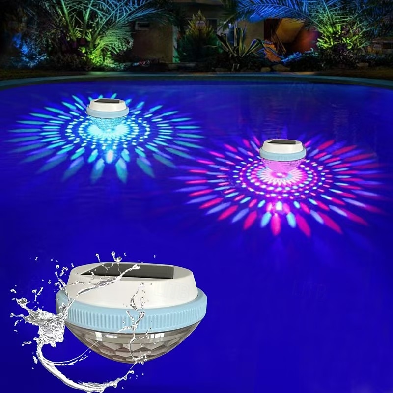 Solar Water Floating Lights Pool Lights LED Pond Floating Lights Swimming Pool Fountain Landscape Lights Garden Holiday Bathtub Decoration 1/2pcs