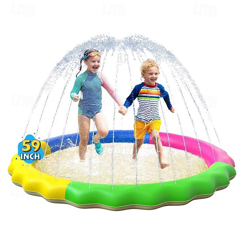 68inch Outdoor Water Play Mat  Multi-Color Marine Life Design  Durable PVC Splash Pad with Sprinkler Features  Non-Slip & Inflatable  Ideal for Lawn and Garden Fun Water Toys