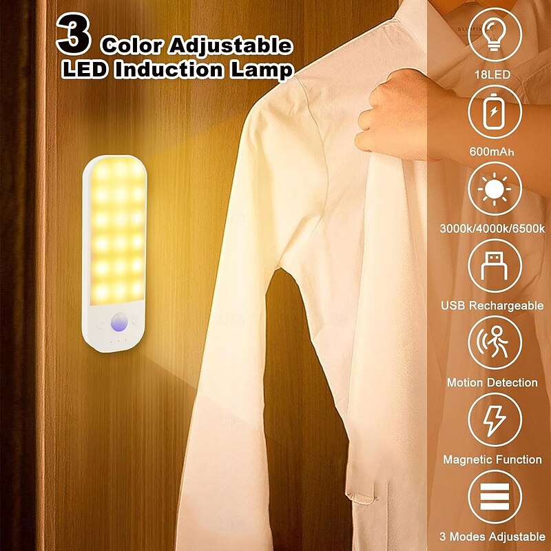 1 Pc Motion Sensor Light, Rechargeable Battery, Magnetic Installation Cabinet, Bathroom Corridor, Kitchen, Bedroom Sensor Light2