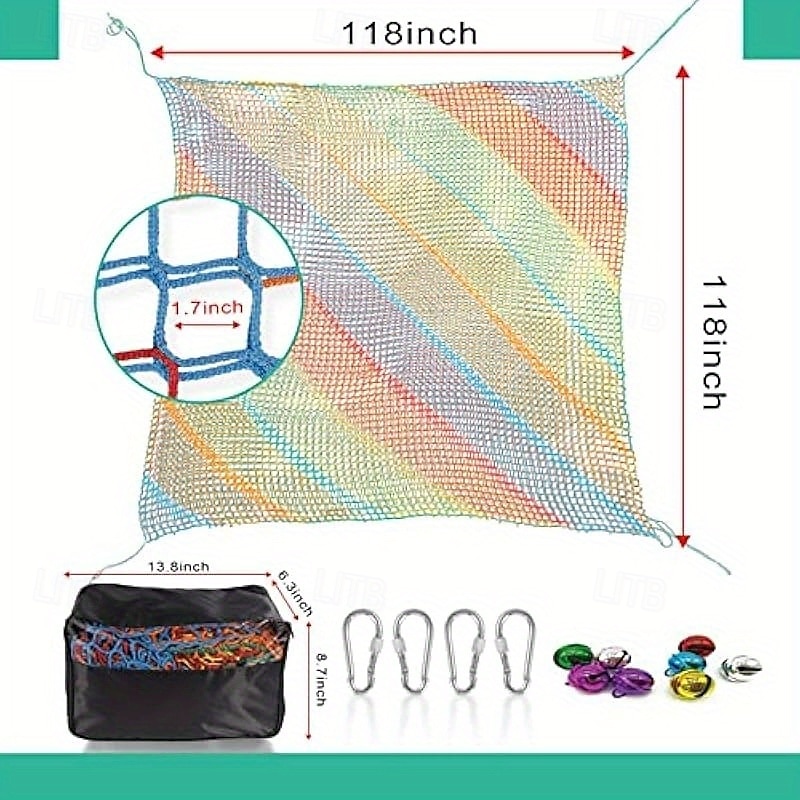 Rainbow Playground Climbing Net  Double Layer Safety Rope Bridge Weather-Resistant Polyester for Tree Houses, Outdoor Adventures, and Backyard Fun, Adventure Playset4