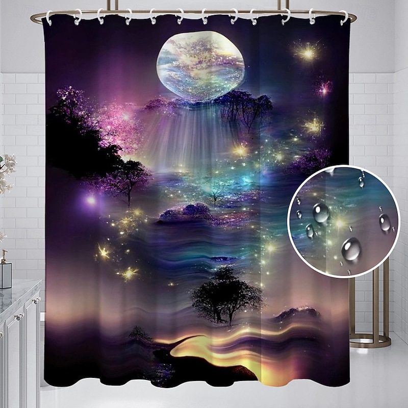 Shower Curtain with Hooks 180cm*180cm(70