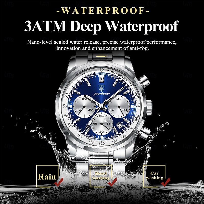 Luxury Men Watch Waterproof Luminous Chronograph Date Watch For Man Stainless Steel Military Sport Men's Quartz Watches4