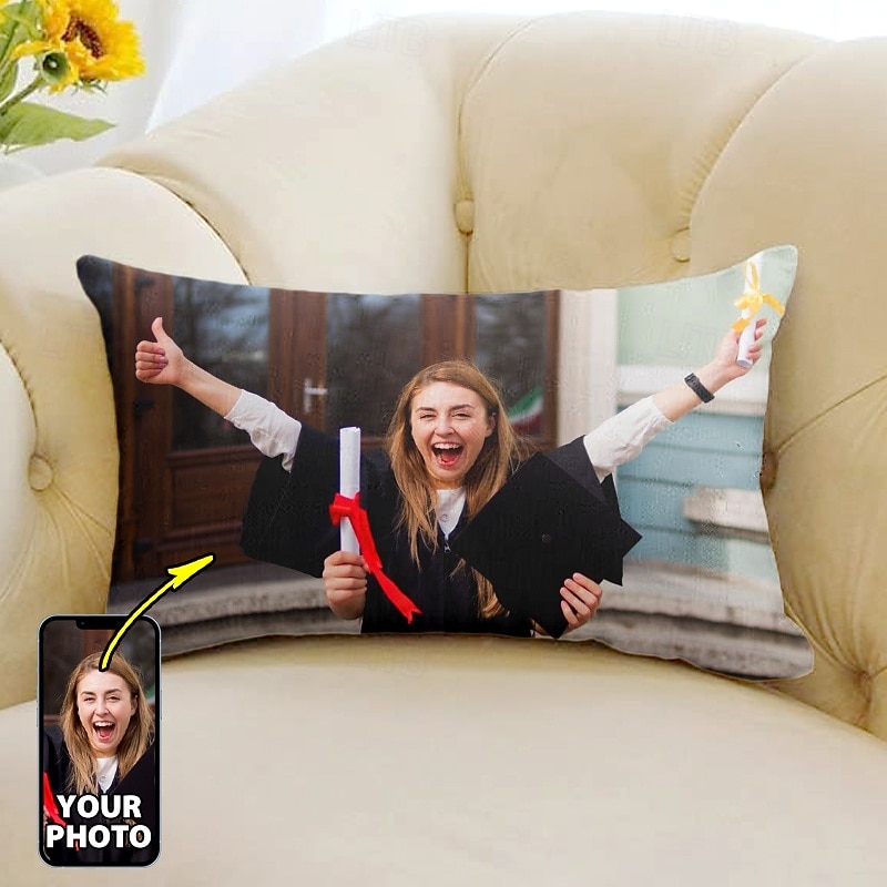 Customized Lumbar Pillow Cover Add your Image Best Graduation Gift Personalized Photo Design Picture Fashion Casual Pillowcase Cushion Cover 1pc2