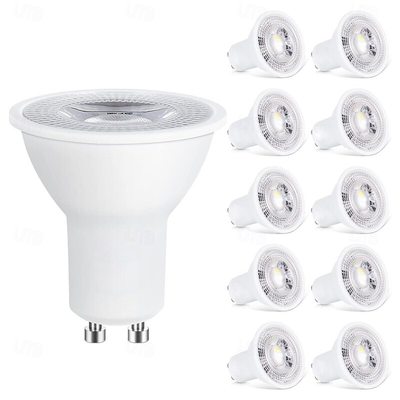 GU10 LED Light Bulb 220V 7W LED Spotlight Dimmable 2700K Warm White Flood Lights for Kitchen Range Hood Living Room Bedroom 10Pcs
