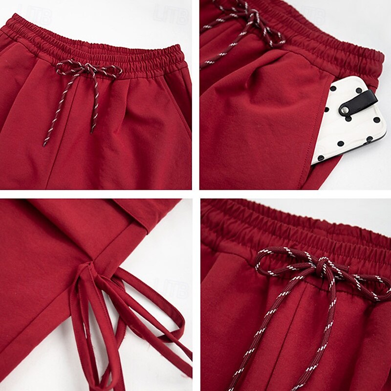 Women's Cargo Pants Hiking Pants Trousers Tactical Pants Outdoor Regular Fit Waterproof Pants / Trousers Drawstring Elastic Waist Black Red Hunting Climbing Camping / Hiking / Caving S M L XL4