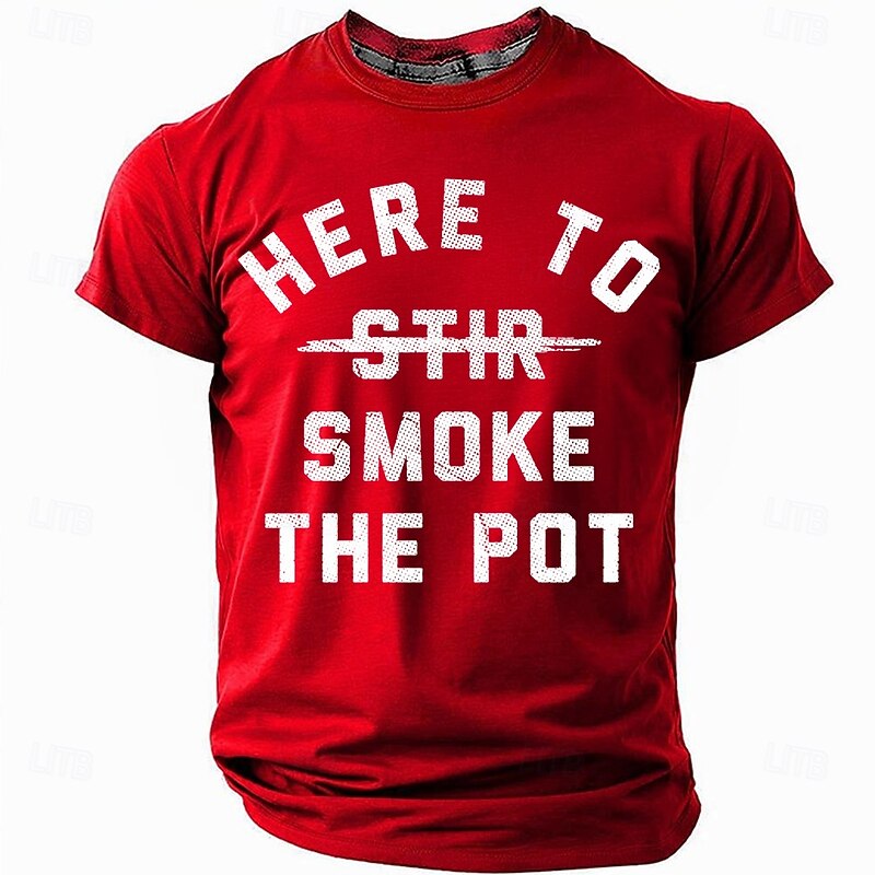 Men's Funny Cannabis T-Shirt - "Here to Smoke the Pot" Pun Graphic Tee, Short Sleeve4