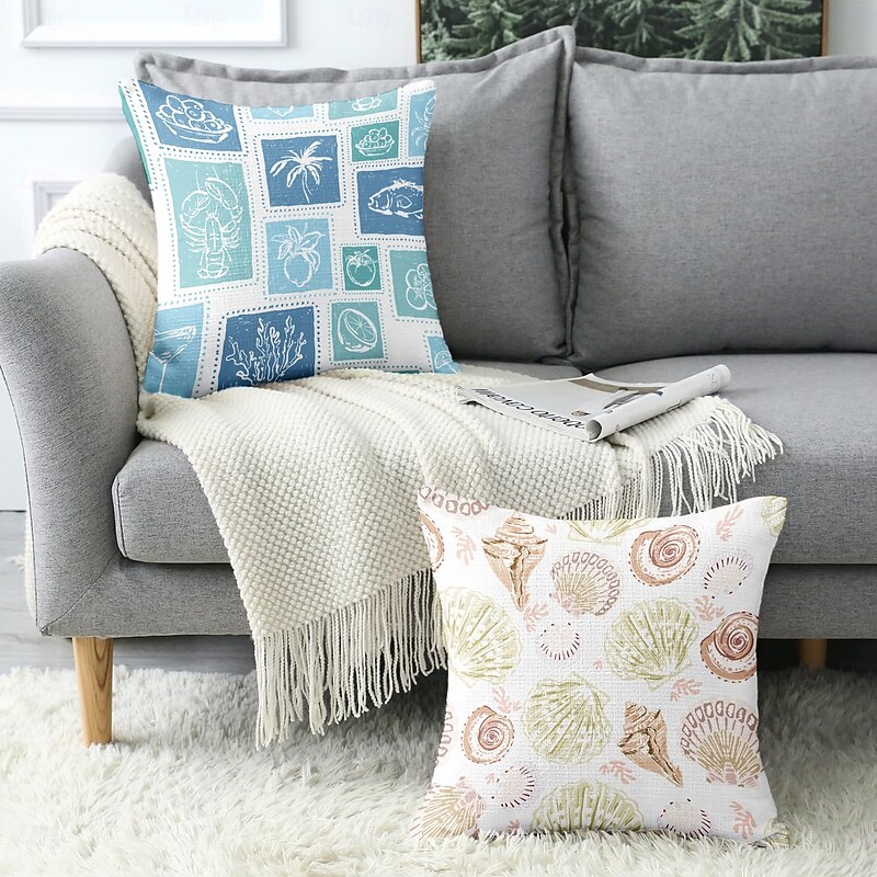 Summer Shells Decorative Toss Pillows Cover 1PC Soft Square Couch Cushion Case Pillowcase for Bedroom Livingroom Sofa Chair4