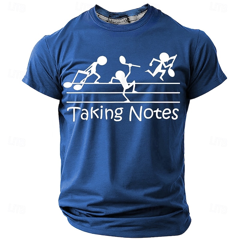 Men's Funny Music Pun T-Shirt - "Taking Notes" Graphic Short Sleeve Tee for Musicians & Music Lovers2