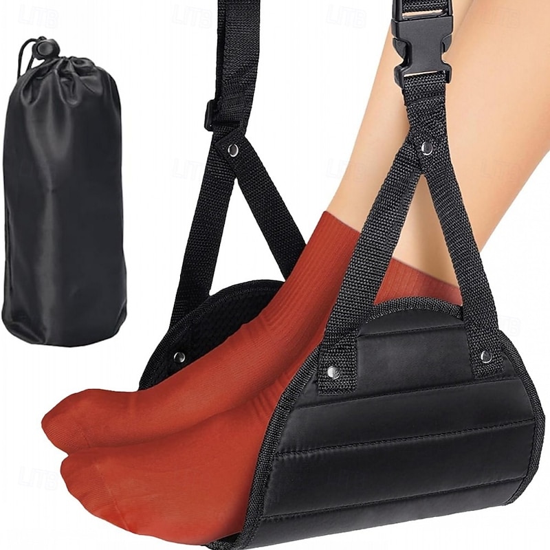 Airplane Foot Hammock for Plane Travel Length Adjustable Airplane Foot Rest Footrest for Travel Hammock Office Hammock with Airplane and High-speed Rail Footrest Hammock Foot Stepping