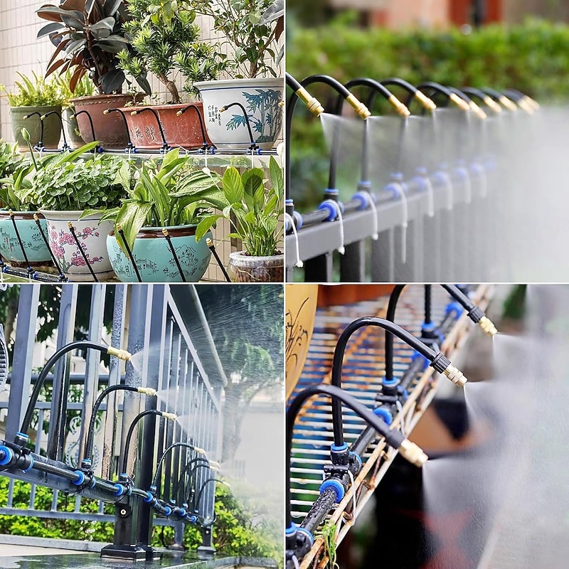 Drip Irrigation Kit Automatic Drip Irrigation System, 360 Bendable Garden Irrigation System, Garden Watering System Adjustable Bendable Nozzle Copper Sprayer System for Garden Yard