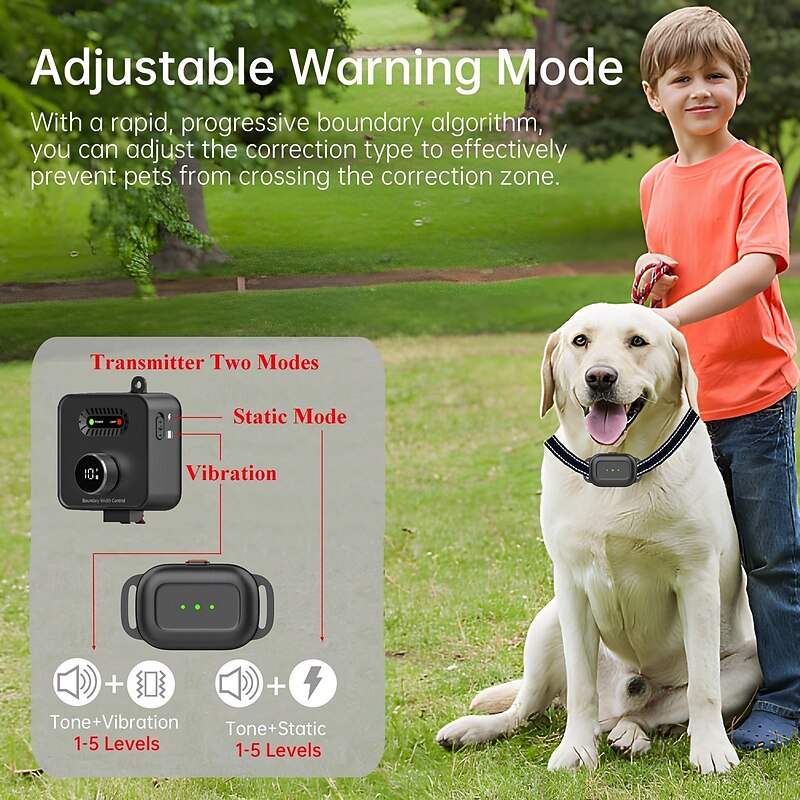 Pet Dog Electric Fence Training Collar Electronic Pet Containment System In-Ground Wired Fence Waterproof Rechargeable Collars4
