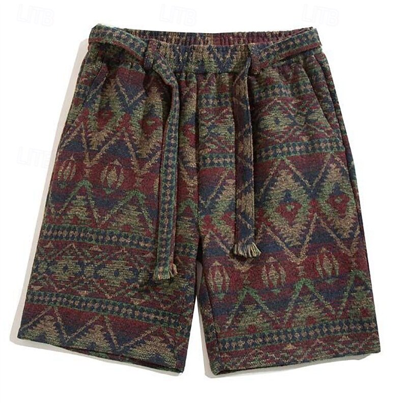 Men's Shorts Summer Shorts Casual Shorts Pocket Drawstring Elastic Waist Moroccan Random Comfort Breathable Short Outdoor Vacation Sport Casual Pink Red2