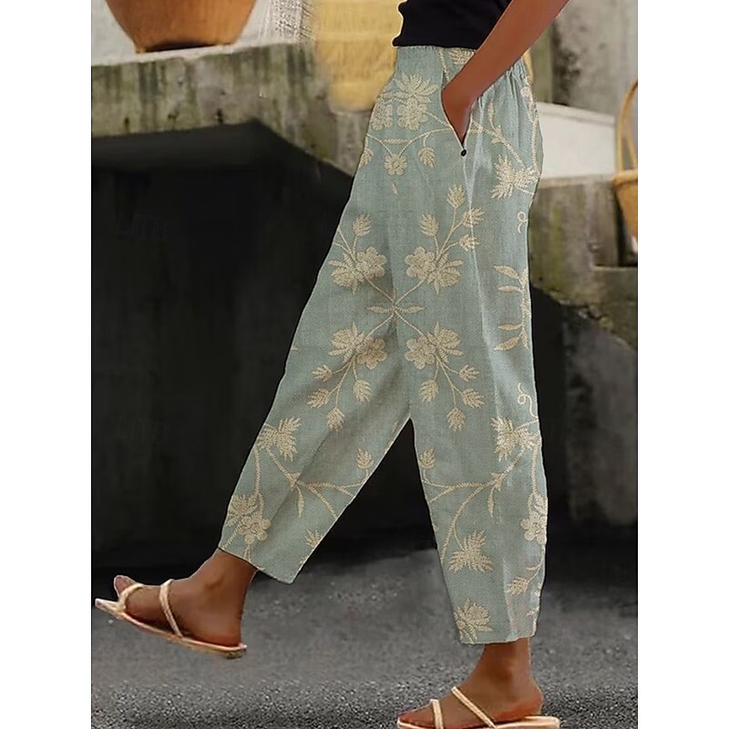 Women's Pants Trousers Comfort Casual / Sporty Full Length Natural Inelastic Daily Wear Casual Daily Yellow Light Green Pink sky blue Spring, Fall, Winter, Summer Regular Fit2