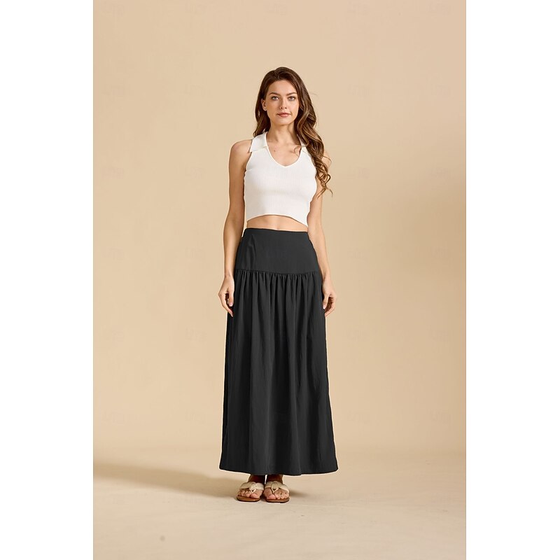 Medieval Maxi Skirt Cotton Skirt Retro Vintage Medieval Renaissance Ankle Length Skirt Cottagecore Solid Color Women's Vacation LARP Ren Faire Adults' Summer Skirt4