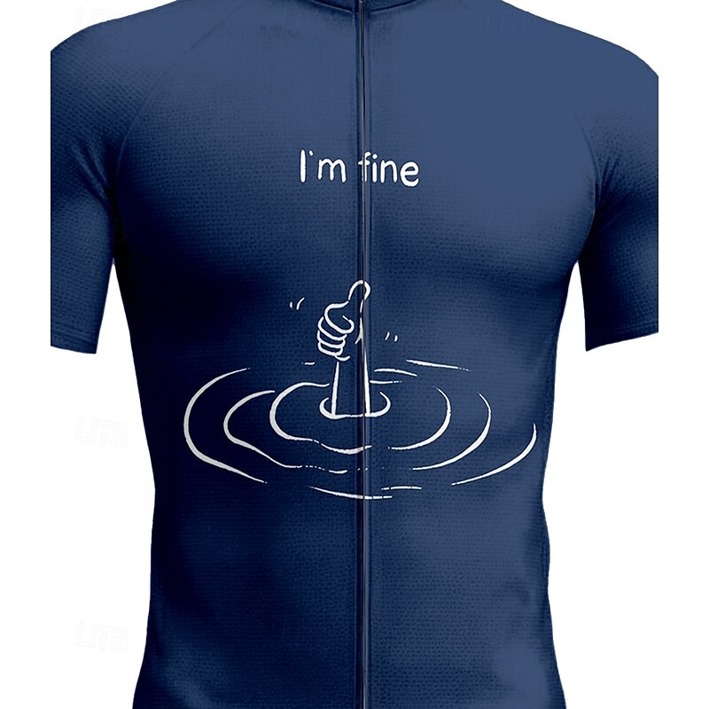 Men's Cycling Jersey Graphic Letter & Number Short Sleeve Bike Tee Tshirt Top with 3 Rear Pockets UV Resistant Quick Dry Front Zipper Reflective Strips Sports Navy Blue Clothing Apparel3