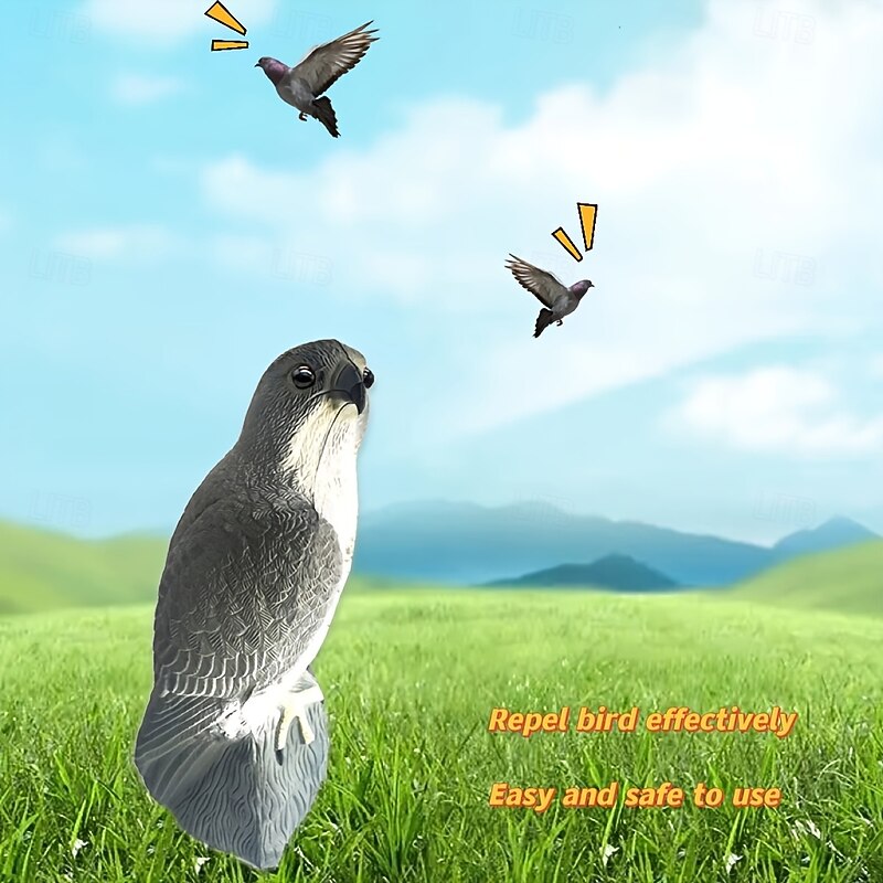 Outdoor Bird Scarecrow Deterrent - Lifelike Hawk Falcon Hunting Decoy, High-Quality Pest Control, Durable Plastic, Black and Yellow for Garden and Farmland, Bird Scare Devices3