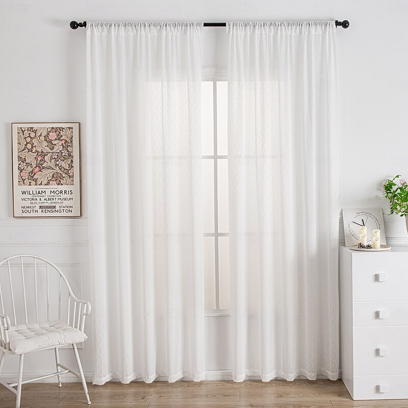 One Panel Modern Minimalist Style Vertical Striped Imitation Linen Curtain Living Room Bedroom Dining Room Semi Transparent Window Screen4
