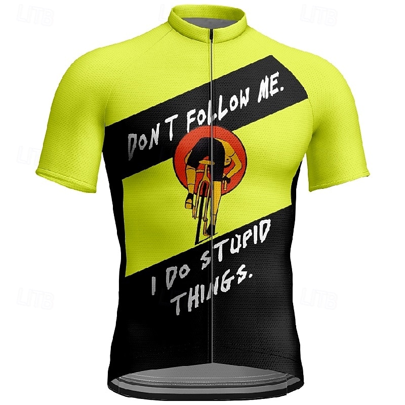 Men's Cycling Jersey Graphic Letter & Number Short Sleeve Bike Tee Tshirt Jersey with 3 Rear Pockets Mountain Bike MTB Quick Dry Anatomic Design Wicking Breathable Sports Red Dark Gray Orange