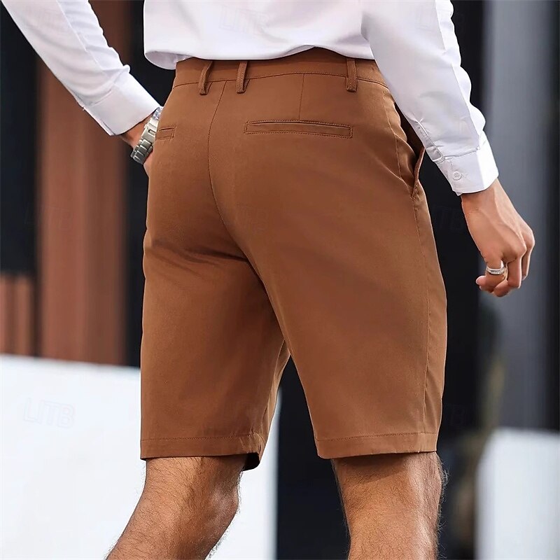 Men's Dress Shorts Work Shorts Golf Shorts Pocket Plain Comfort Breathable Knee Length Outdoor Business Sports Casual Coffee2