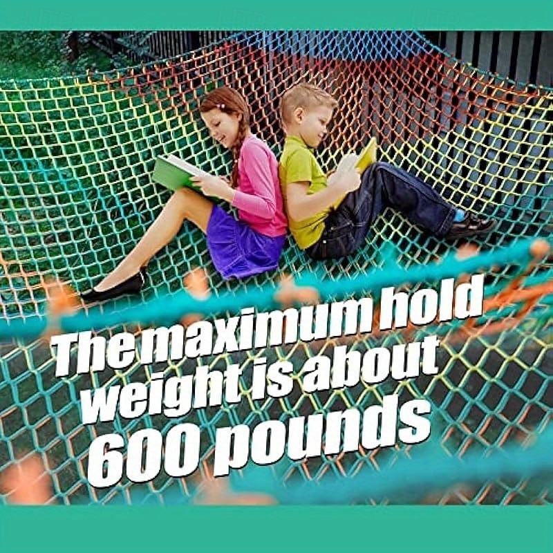 Rainbow Playground Climbing Net  Double Layer Safety Rope Bridge Weather-Resistant Polyester for Tree Houses, Outdoor Adventures, and Backyard Fun, Adventure Playset2