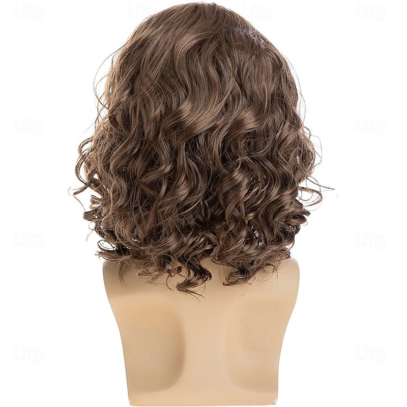 Short Curly Brown Wigs for Men Natural Synthetic Layered Halloween Cosplay Hair Wig for Male3