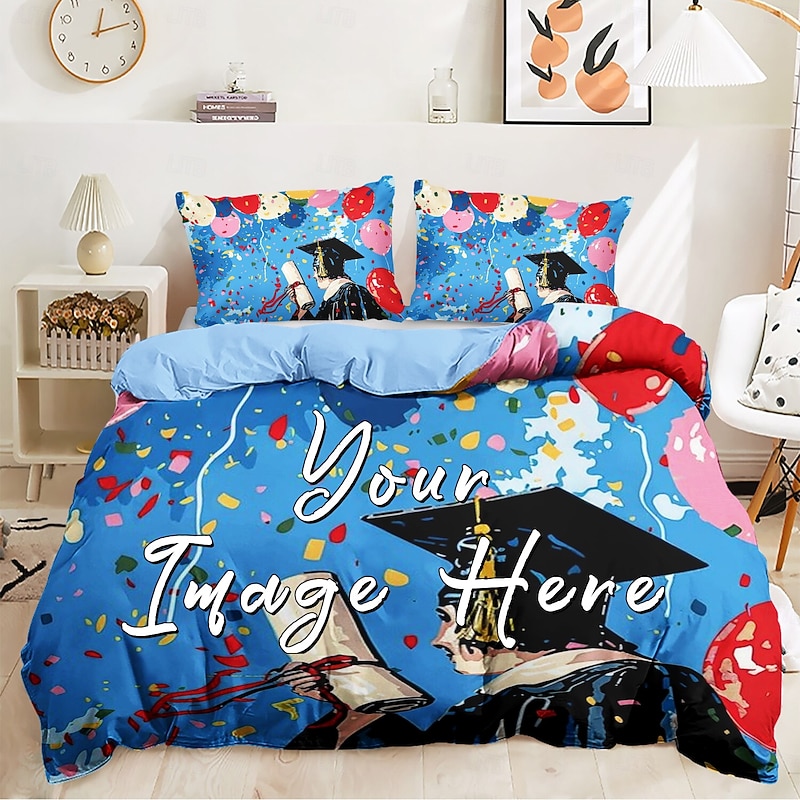 Graduation Custom Logo Duvet Cover Set Best Graduation Gift Appreciation Gift For Company Corporate Office Coworker Gift Retirement Gift Dad Grandpa Your Business Logo Design Here