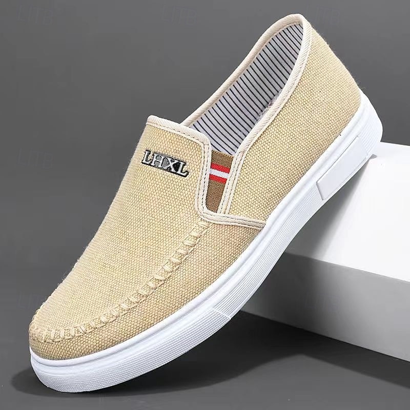 Men's Casual Canvas Slip-On Loafers – Lightweight Breathable Summer Shoes for Daily Wear, Travel, and Beach Walks