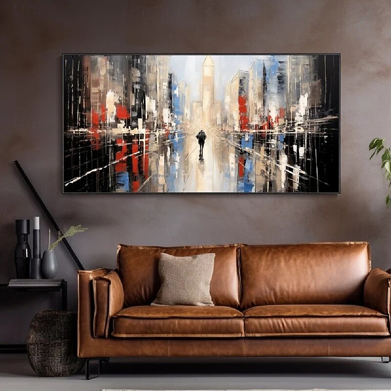 Handmade city Abstract Oil Painting On Canvas Modern city Oil Painting Hand Painted Large oil painting for bedroom Wall Art picture  For Home Decor