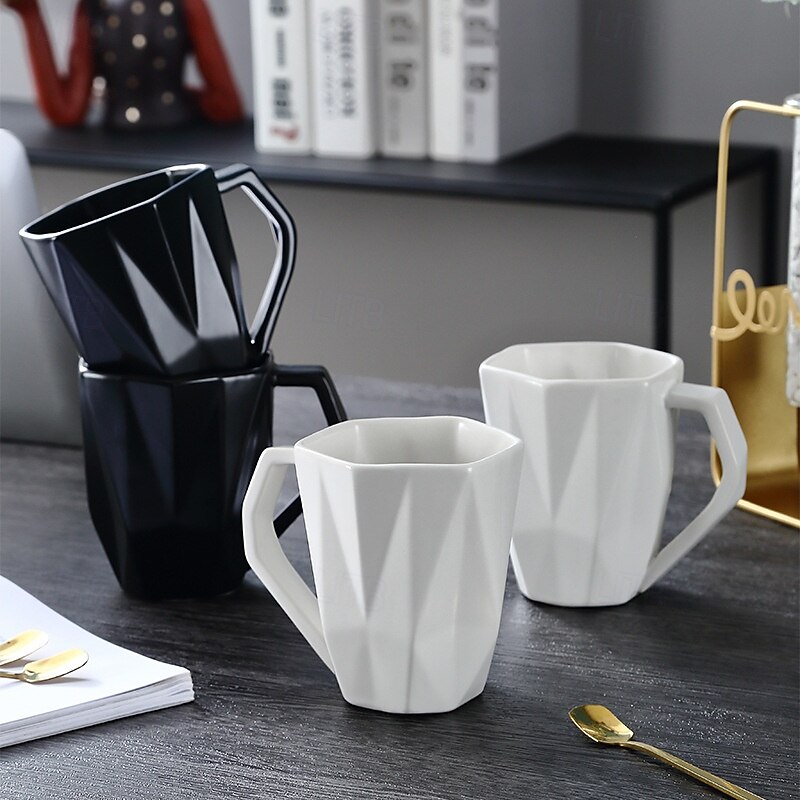 Ceramic Coffee Mug, Matte Glaze Business Coffee Cup, High-End Aesthetic, Solid Color, Durable for Office & Commercial Use
