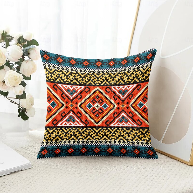 Mexican Quilting Pattern Decorative Toss Pillows Cover 1PC Soft Square Couch Cushion Case Pillowcase for Bedroom Livingroom Sofa Chair4