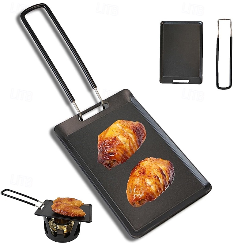 Mini BBQ Pan Barbecue Tray Portable Compact Easy to Clean BBQ Grill Pan Barbecue Plate Camping Grill Pan for Camping Home Outdoor BBQ Grill Pan Portab