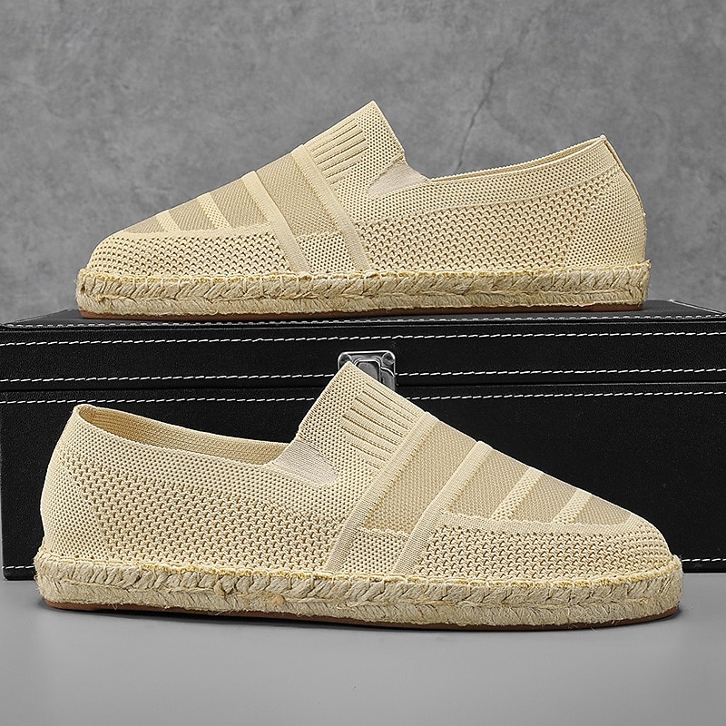 Men's Beige Vacation Espadrilles with Woven Design – Comfortable and Stylish Footwear for Summer and Beach Outings4