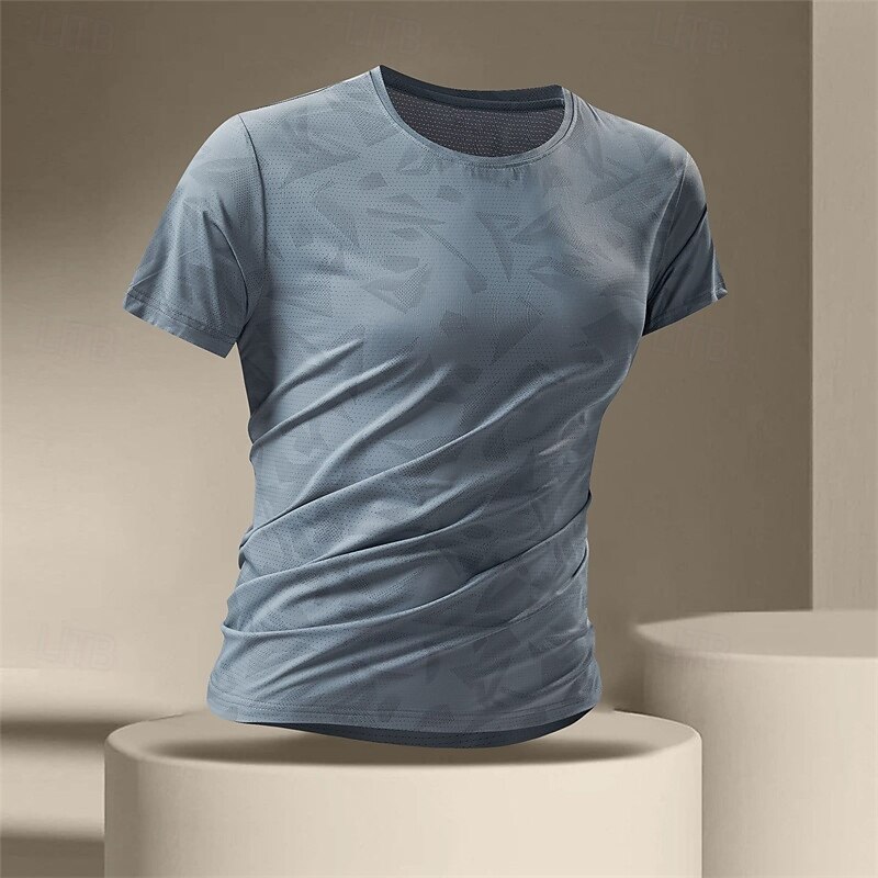 Men's Gym Shirt Athletic Shirts Golf Shirt Crew Neck Short Sleeves Casual Daily Gym Quick dry Breathable Camouflage Black White Activewear Polyester Sport Outdoor2