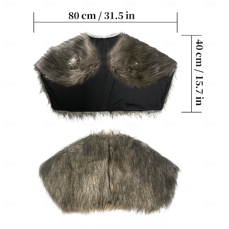 Retro Vintage Medieval Masquerade Faux Fur Shawl Viking Fancy Dress Men's Viking Carnival New Year Masquerade Event / Party Adults' Shawl Fall & Winter3