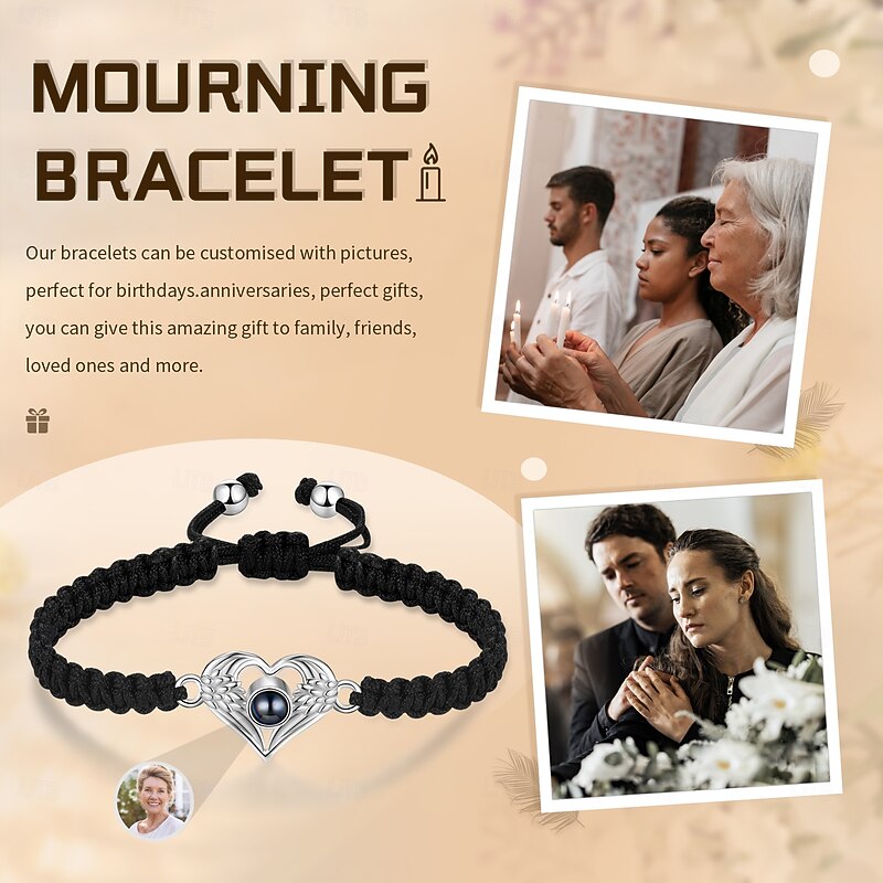 Personalized Photo Heart Wings Bracelet, Custom Best Gift for Her, Guardian of Love and Courage – Perfect for Mother's Day, Valentine's Day, Christmas, Anniversary, Birthday Gift for Mom, Wife, Girlfriend – Special Keepsake Jewelry3