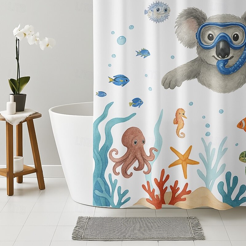 Shower Curtain with Hooks 180cm*180cm(70"*70") Polyester Washable Waterproof Pattern Bathroom Bathtub Decor Animal Abstract4