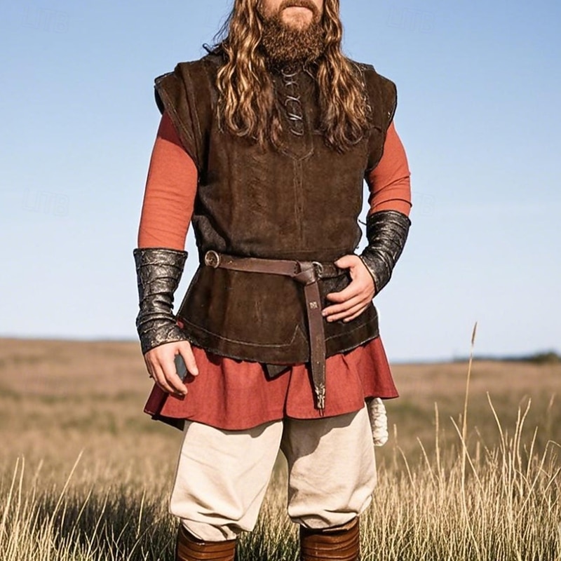 Medieval Renaissance Coat Vest Waistcoat Warrior Viking Fancy Dress Men's Viking Halloween Carnival Performance Party / Evening LARP Adults' Vest
