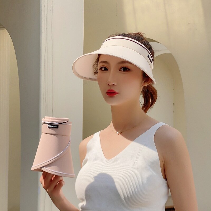 Summer Foldable Sun Hat Travel Beach Large Brim Sun Hat Without Top Anti-ultraviolet Hat For Women