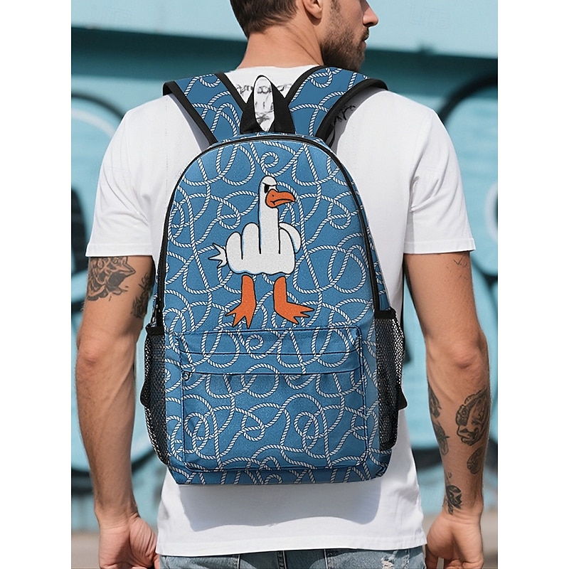 Funny Goose Print Backpack for Kids and Teens – Lightweight Large Capacity School Bag with Rope Pattern for Boys and Girls, Ideal for Daily Use and Back to School2
