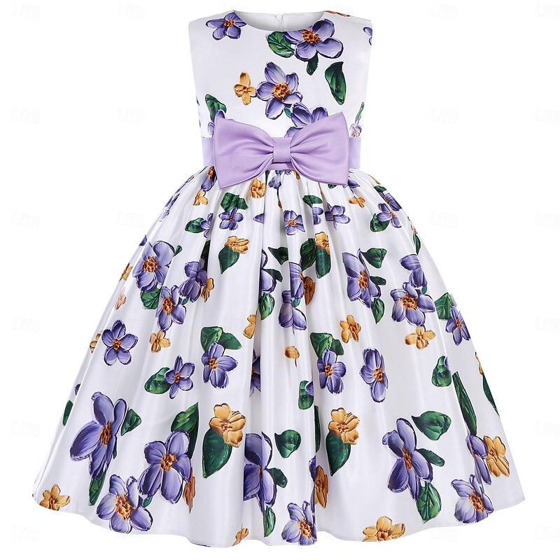 Kids Girls' Party Dress Graphic Sleeveless Performance Special Occasion Princess Sweet Polyester Party Dress Summer Spring kids Purple2