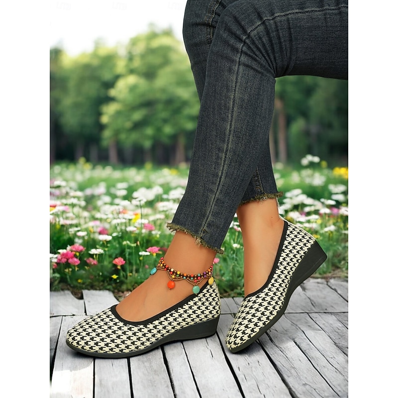 Women's Denim Ballet Wedge Shoes – Comfort Round Toe Flats for Casual Outings, Spring Picnics & Garden Walks2