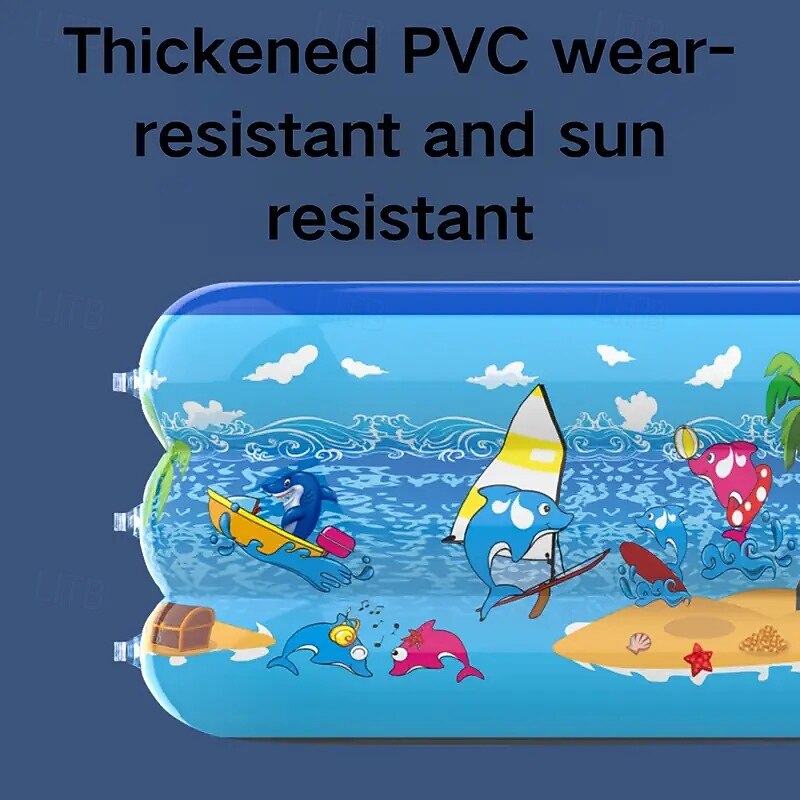 Inflatable Top Ring Swimming Pool Family Size PVC Paddling Pool with Multiple Components - Electricity-Free Home Swim and Play Pool with Thickened Marine Ball Pit Design3