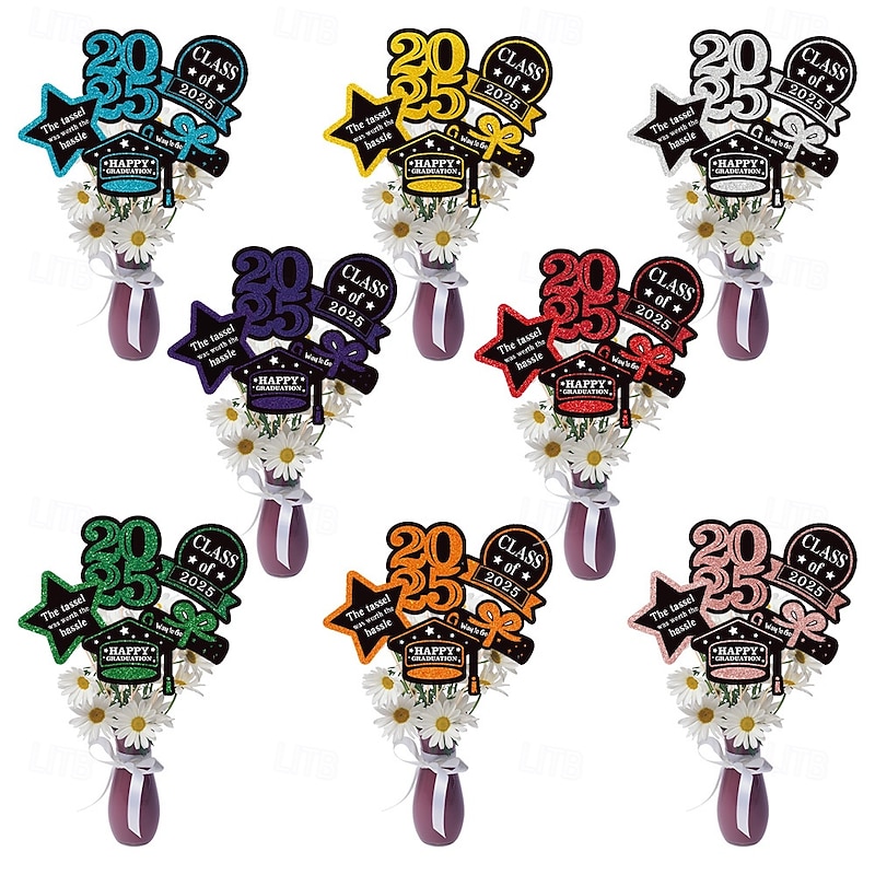 50 Pack Double Sided Class of 2025 Graduation Party Centerpiece Sticks Centerpiece Table Decorations for 2025 Graduation Party Decoration Party Supplies