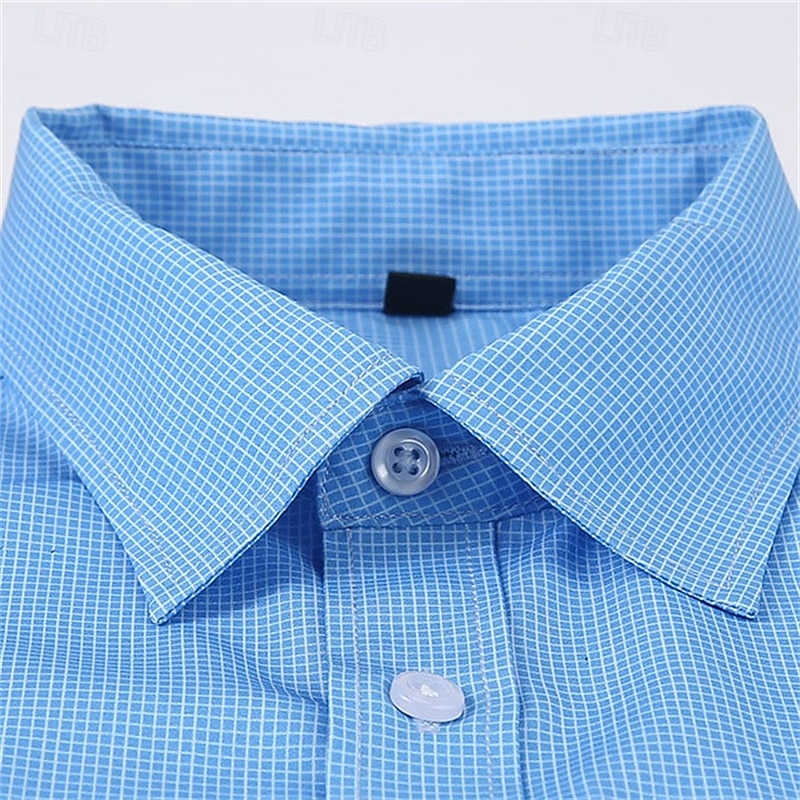 Men's Shirt Dress Shirt Button Up Shirt Plaid / Check Wedding Daily Pink Red Blue Sky Blue Long Sleeve Turndown Spring &  Fall Clothing Apparel Pocket2