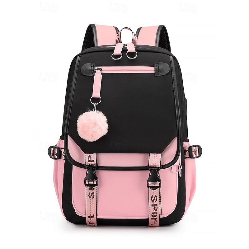 Men's Women's Kid's Backpack School Bag Bookbag School Backpack Bookbag School Daily Solid Color Polyester Oxford Cloth Large Capacity Lightweight Zipper Black / White Black Blue Black / Green