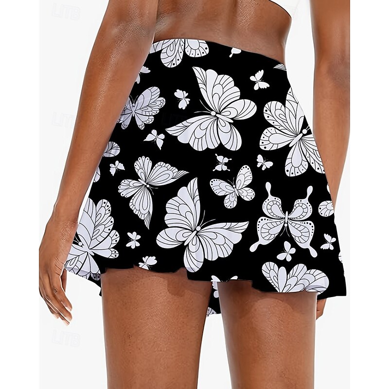 Women's Floral Tennis Skirts with Shorts Pocket Quick Dry Tennis Golf Badminton Skort Black White Navy Blue Tennis Clothing3