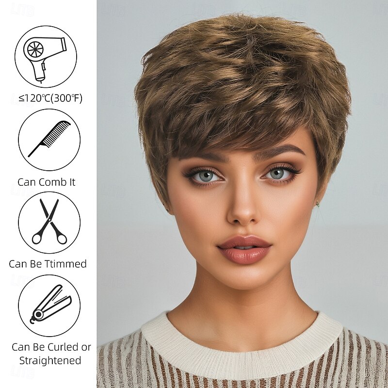 Synthetic Wig Wavy Water Wave Asymmetrical Deep Parting Machine Made Wig 10 inch A1 Synthetic Hair Women's Cool Classic Comfortable Multi-color3