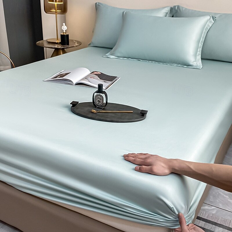 Ice Silk Bed Sheet Single Piece Summer Ice Silk Bed Cover Simmons Mattress Protector Bed Cover Three Piece Set4