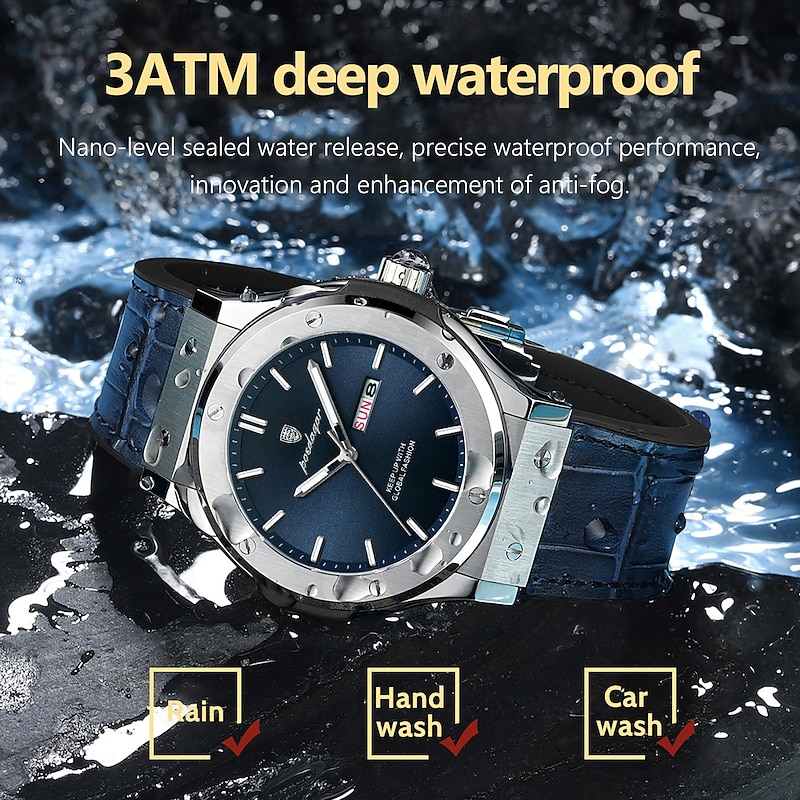 Men Quartz Watch Sports Business Roman Numerals Dial Luminous Date Waterproof Alloy Watch4