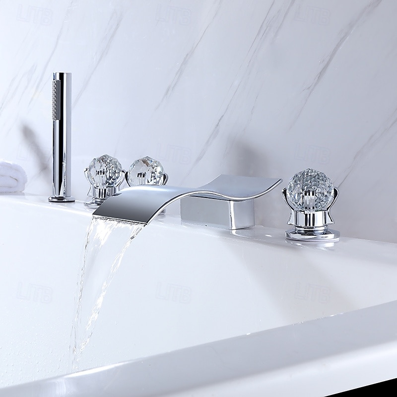 Bathtub Faucet - Modern Contemporary Electroplated Roman Tub Brass Valve Bath Shower Mixer Taps3